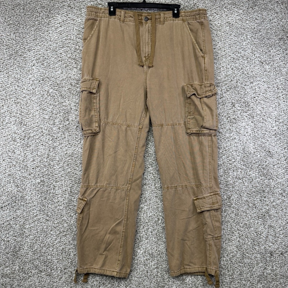 Aeropostale Baggy Cargo Pants Men's XL 40x30 Brown Paratrooper Style Pant Straps